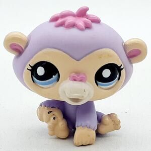 Littlest Pet Shop Purple Monkey Mini Vinyl Figure LPS Animal Collectible Loose